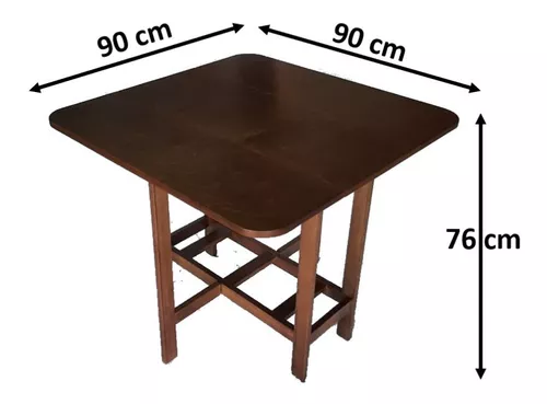 Mesa Dobrável 60x60 Madeira Maciça Sem Pintura - ViaBrasil Móveis