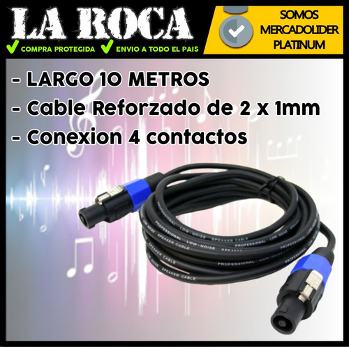 Imagen 4 de 10 de Cable Speakon 10mts 4 Pines Importado Profesional - La Roca