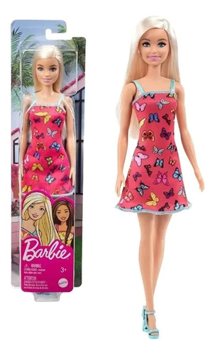 Muñeca Barbie Básica Original Mattel Nueva Vestido Rosa