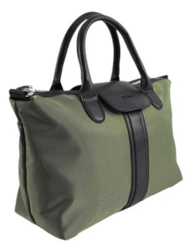 Cartera Trendy Mujer Facultad Con Bolsillo Antirobo Verde Lisa Níquel Verde