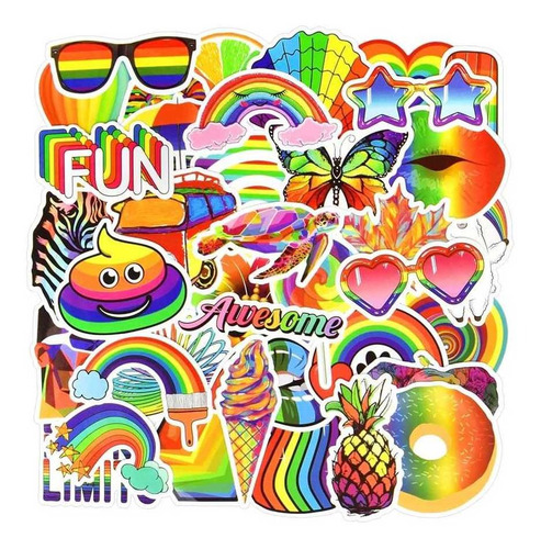 Pride Lgbt 50 Calcomanias Stickers De Pvc Vs Agua Arcoiris