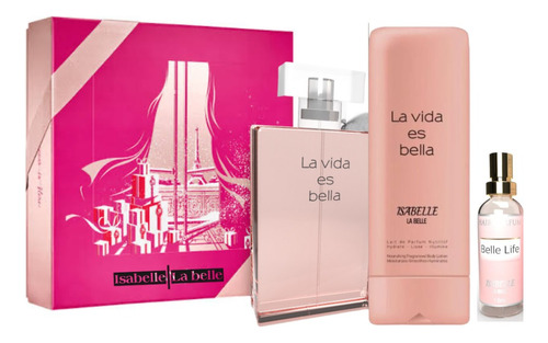 Conjunto Perfume La Vida Es Bella 100ml + Loção Corporal 200ml + Hair Parfum 15ml - Isabelle La Belle