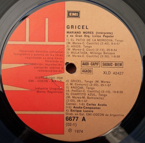Mariano Mores - Gricel 1975 2 Disco Lp (Usado)