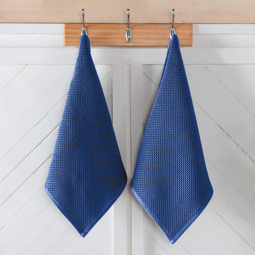 Paquete De 6 Toallas De Cocina 100% Algodón Turco Azul
