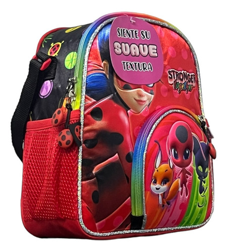 Kit Mochila Lady Bug Ruedas Lonch Lapicera Original Primaria