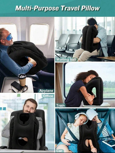 Almohada Inflable Viaje Soporte Cuello Espalda Avión Y Carro
