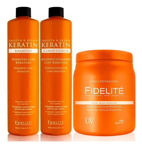 Fidelite Shampoo Acondicionador Keratina 900 + Mascara 1000