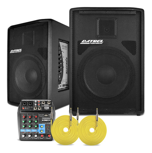 Kit Caixa De Som Ativa E Passiva 12 500w Com Mesa Bluetooth