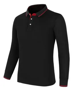 Playera Tipo Polo Manga Larga Con Slim Fit Moda