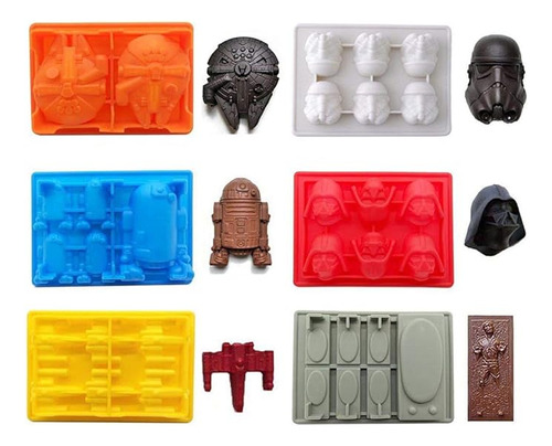 Molde En Forma Star War Juego 6 Moldes Flexibles Silicona Pa