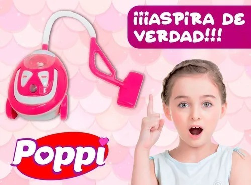 Imagen 2 de 8 de Aspiradora Infantil Juguete A Pilas Con Luz Y Sonido Poppi !