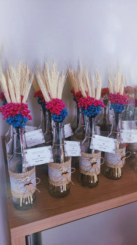 15 Garrafinhas Decorada Com Flores Secas E Tag