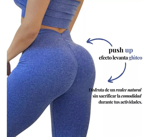 Top Bralette+ Leggin Push Up (color Azul Marino, Tela Suave)