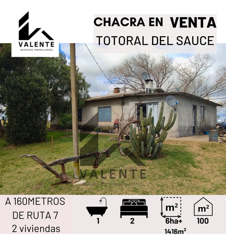 Chacra En Venta 6 Ha Y 1416m² , En Totoral Del Sauce Con Viviendas, Pozo De Agua Y Arroyo  