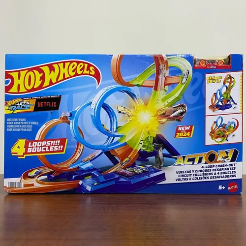 Piste Hot Wheels Action – 4 Loopings Et Crash – Voiture 1/64 Incluse – MATTEL
