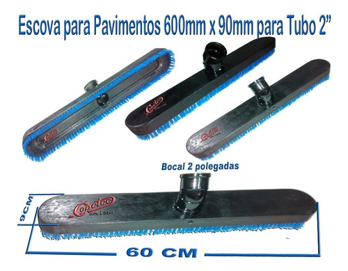 Escova Para Aspirador Industrial Pavimentos 60cm X 9cm 2 Pol