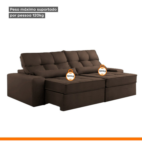 Sofá Retrátil E Reclinável 250cm Enzo Plus