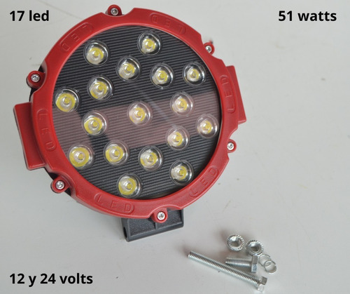 Faro Proyector 51 W Redondo 17 Led Agro Vehículo 4x4