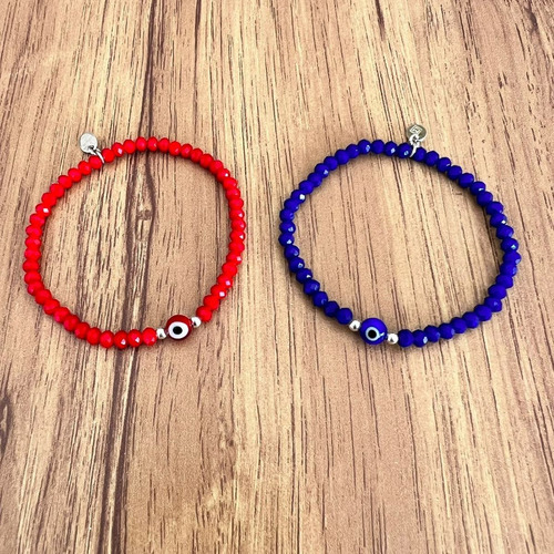 Imagen 2 de 9 de 2 Pulsera Ojo Turco Cristal Plata 925 Varios Colores Agálea