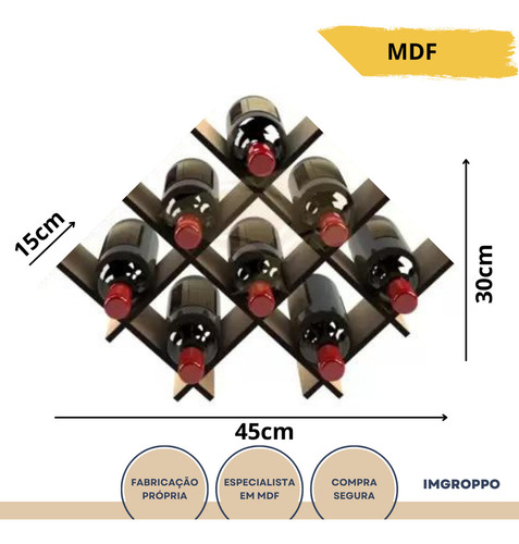 Adega Suporte Rack 8 Colmeia Garrafas Vinho Cachaça Mdf Cru