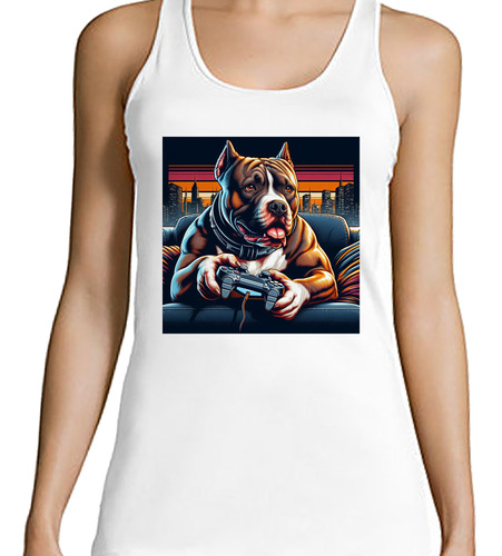 Musculosa Mujer Pitbull Concentrado Perro Jugando Juegos