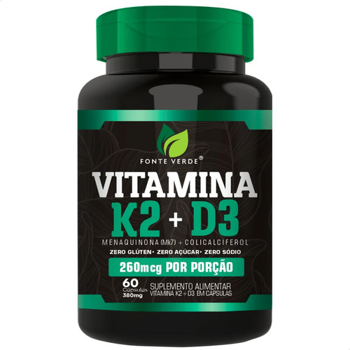 Viamina K2 + D3 Ossos Resistentes 60 Cáps - Fonte Verde