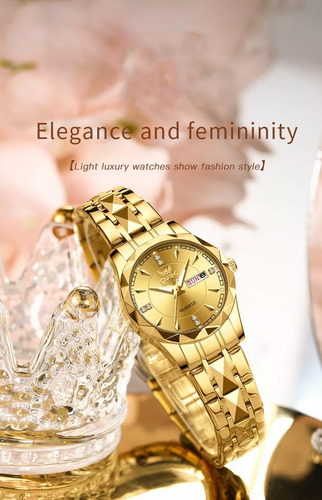 Reloj De Pulsera Empresarial Cuarzo Con Calendario Mujer