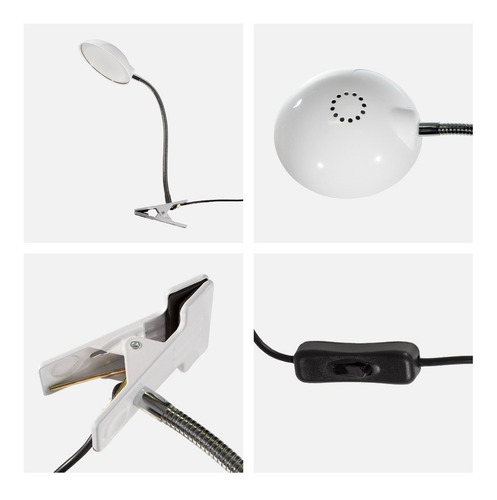 Lámpara De Escritorio Blanca 4w Led Integrado 1 Luz Color de la estructura Blanco Color de la pantalla Blanco