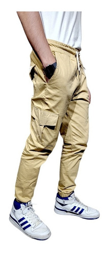 Pantalon No Name Jogger Cargo Gabardina Elastizada Ocre
