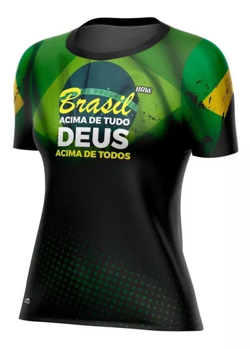 Camiseta Brasil Patriota Feminina Onça Com Uv50 - Tamanho: Baby 751882