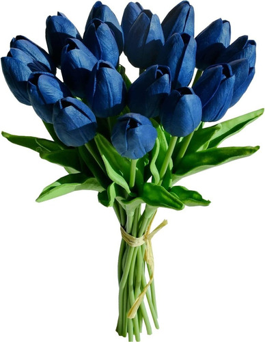 20 Tulipanes, Flores Artificiales Mandys - Azul Marino.