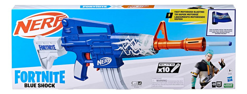 Nerf Fortnite Blue Shock Blaster, 10 Pinzas Para Dardos, 10