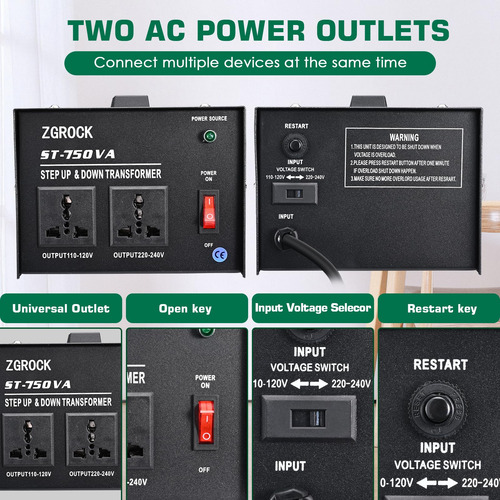 Transformador De Voltaje Zgrock 750w 110v A 220v/220v A 110v