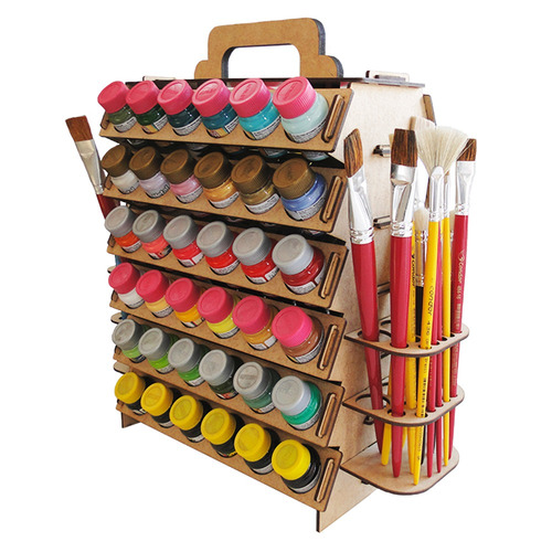 Imagem 4 de 10 de Suporte De Tintas Pvc Acrilex E Pincéis Madeira Em Mdf