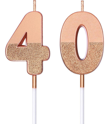 Velas De Cumpleaños Número 40 Con Purpurina Para Pastel De C