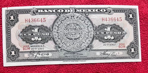 Billete 1 Pesos Calendario Azteca 