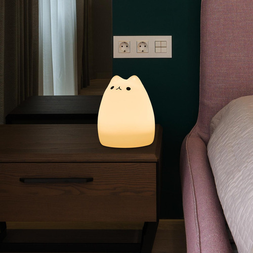 Linda Lámpara De Gato, Luz Nocturna Para Niños, 7 Colores