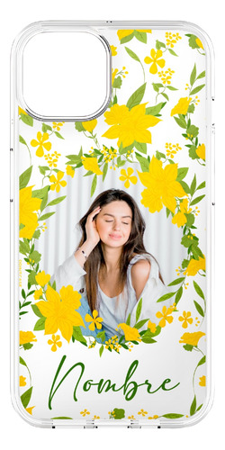 Funda Personalizada iPhone 14 Tu Foto Y Flores Amarillas 