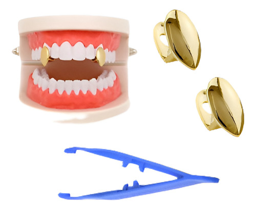 2pack 14 K Gold Plated Grillz De Los Dientes De Vampiro Drac