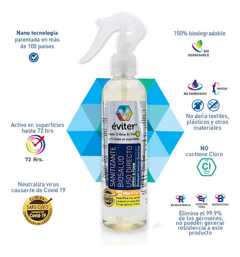 Imagen 1 de 6 de Sanitizante Biosalud 240ml