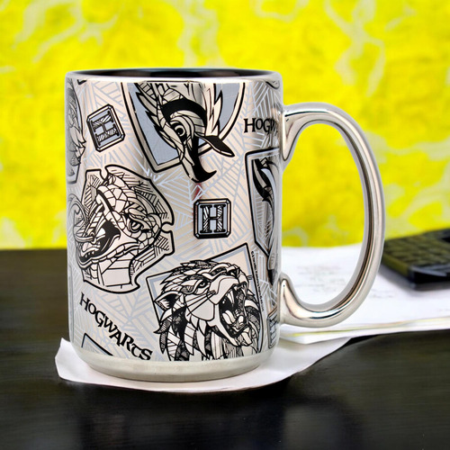 Taza Metalizada Para Café 430ml Harry Potter Dorado Harry Potter