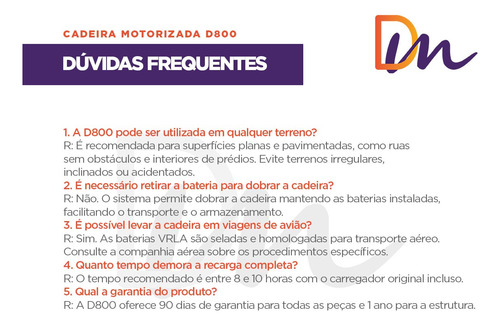 Cadeira De Rodas Motorizada Dobrável D800 Até 120kg Dellamed