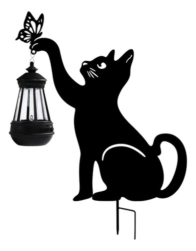 Farol Solar Colgante Con Silueta De Gato Negro Decorativo