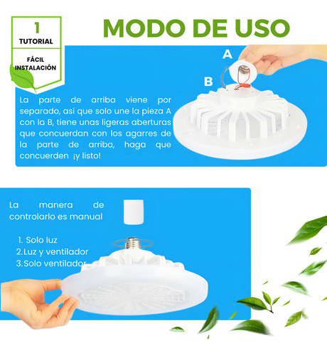 Ventilador De Techo Con Lámpara De Luz Led 1 Tono Blanco Frío 1 Velocidad Con Control Remoto Marca Dosyu 30 Watts