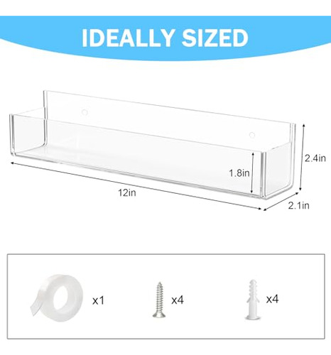 Estante Especias Acrílico Adhesivo, Organizador Pared Transp