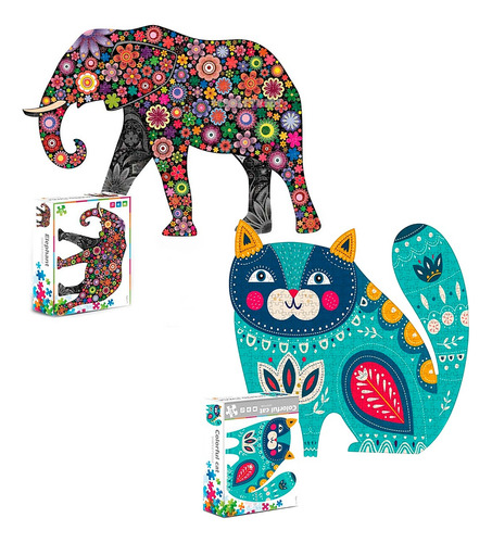 Puzzle Rompecabezas Elefante + Gato 500 Piezas Colorful