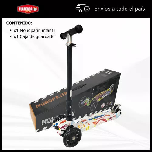 Monopatín Niños 4 Ruedas Luces Led Extensible Reforzado Niña