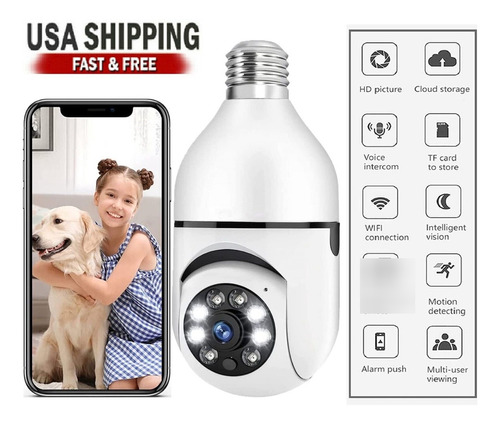 Wireless Security 360° 1080p Ip E27 Light Bulb Camera Wi-fi 