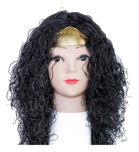 Peluca Mujer Maravilla Wonder Woman Halloween Color Negro