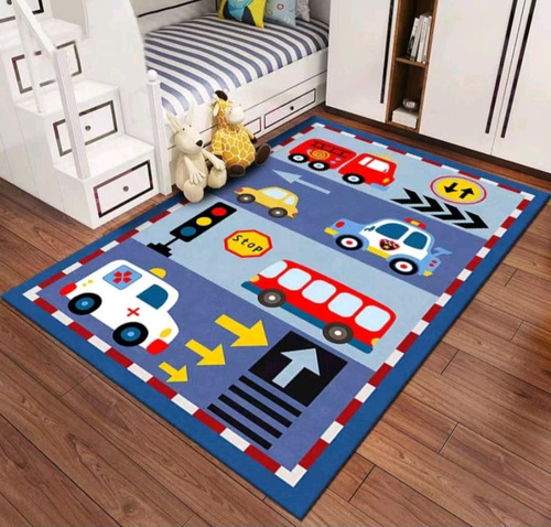 Tapete Belga Kids Quarto Antiderrapante 100x140 Estampado Comprimento 140 cm Cor Tapate Belga Kids Carros Menino 2 Desenho do tecido Estampado Antialérgico Largura 100 cm